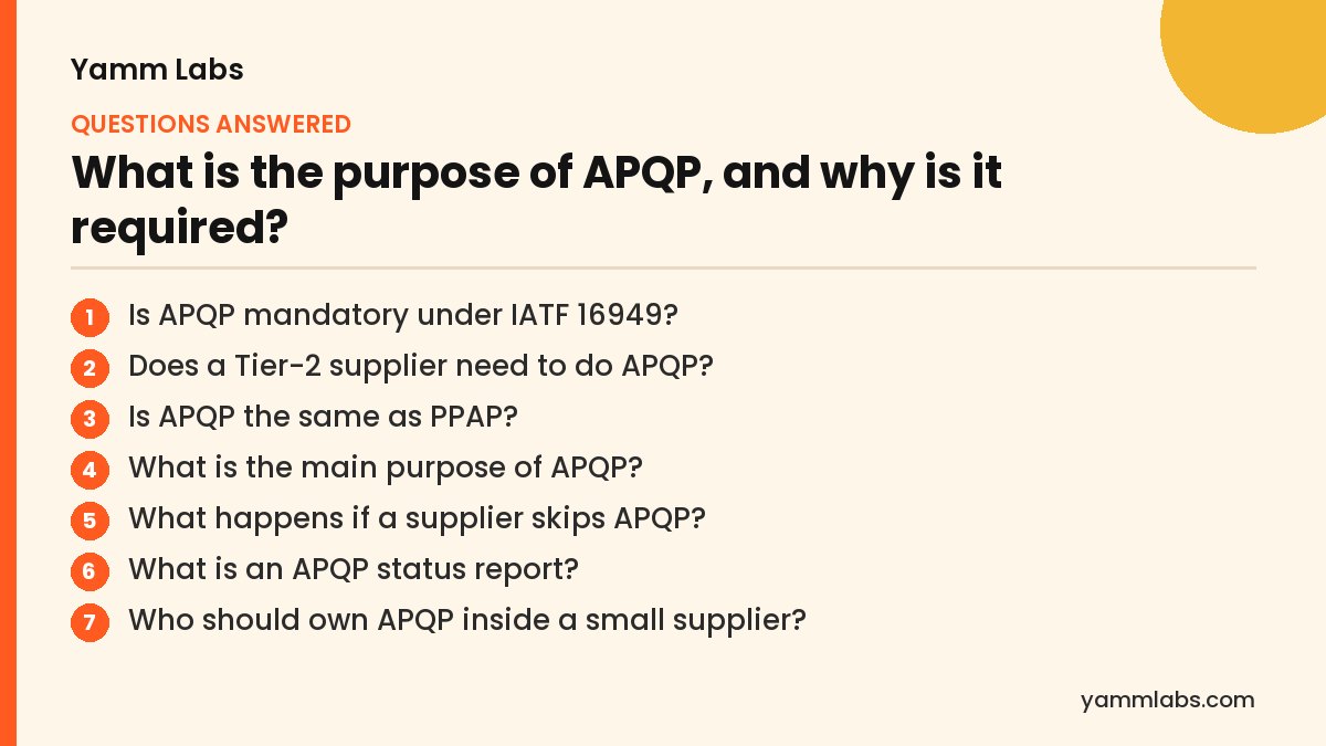 What is the purpose of APQP, and why is it required? Questions this article answers