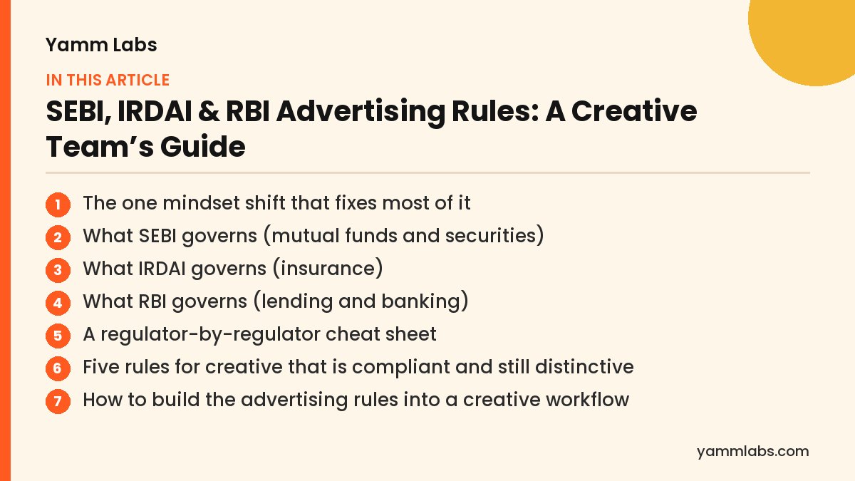 SEBI, IRDAI & RBI Advertising Rules: what this article covers