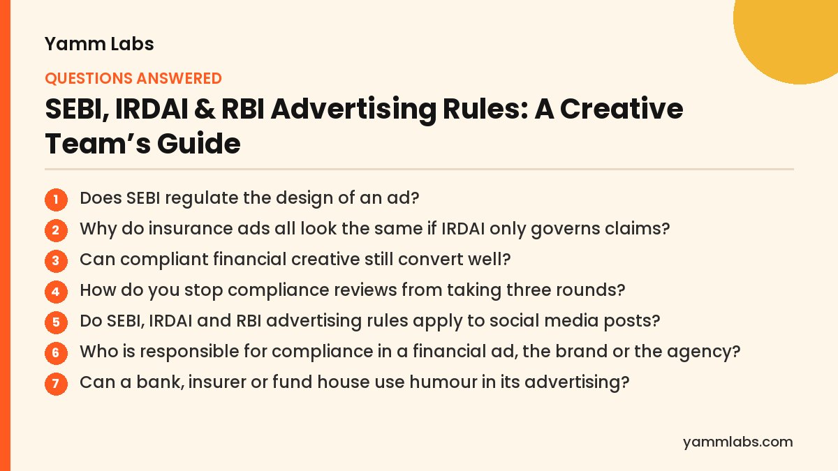 SEBI, IRDAI & RBI Advertising Rules: questions this article answers