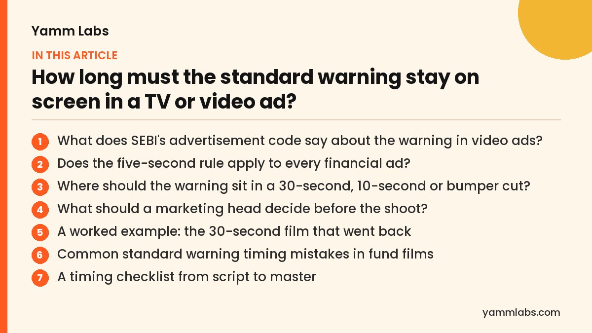 Standard warning? What this article covers