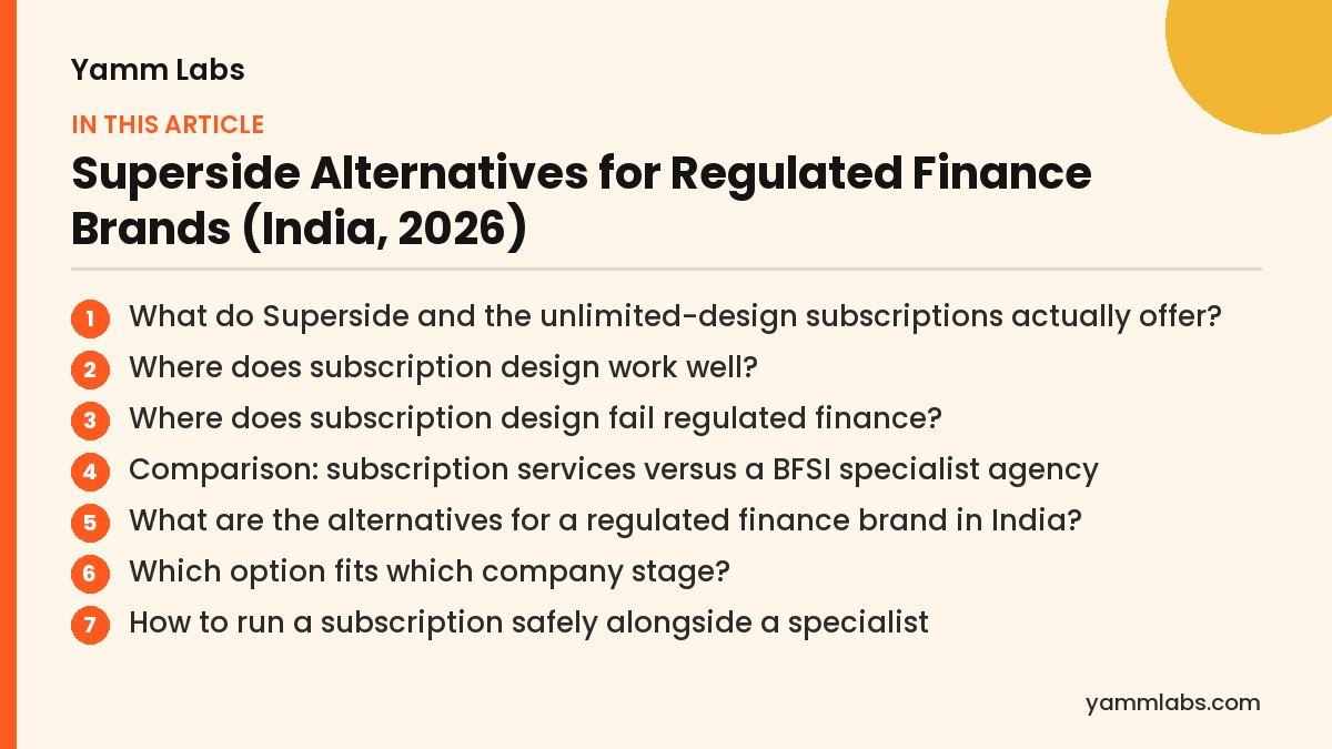 Superside Alternatives for Regulated Finance Brands (India, 2026): what this article covers