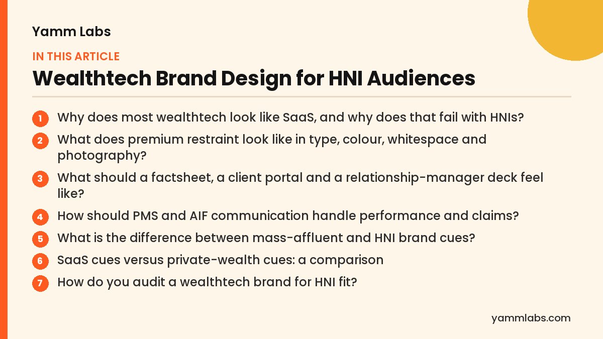 Wealthtech Brand Design for HNI Audiences: what this article covers