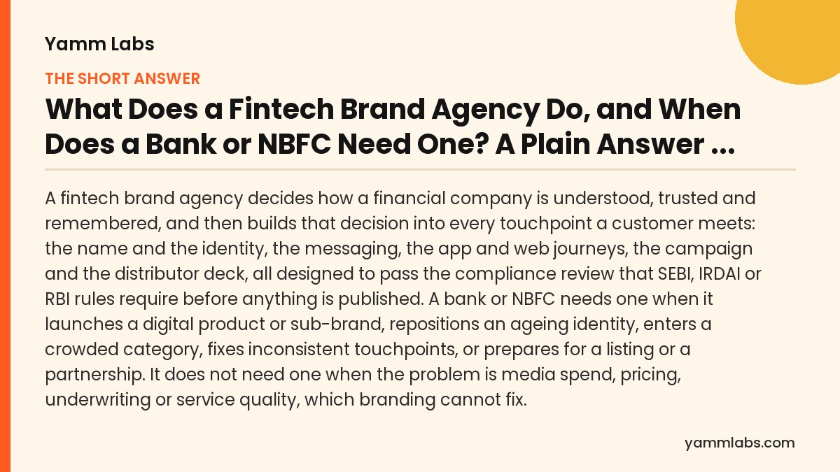 Fintech brand agency: the short answer, summarised