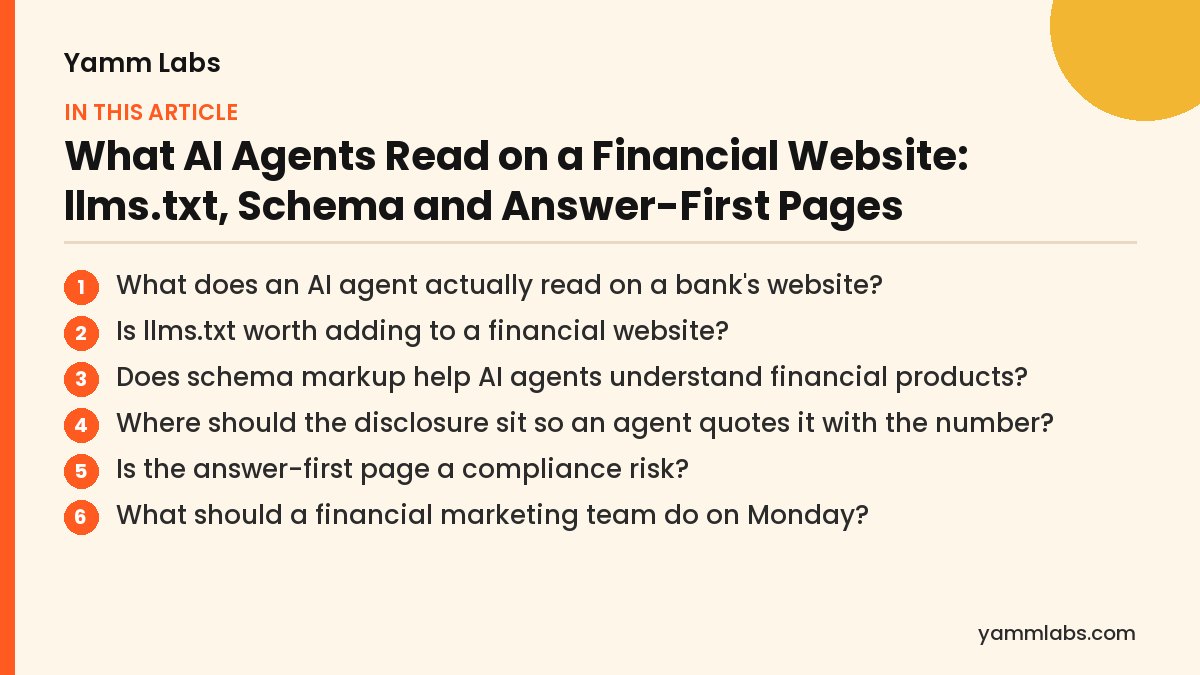 What AI Agents Read on a Financial Website: what this article covers