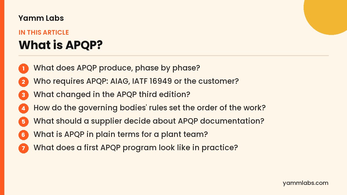 What is APQP? What this article covers