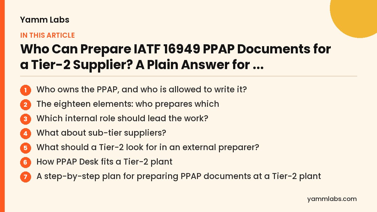 Who Can Prepare IATF 16949 PPAP Documents for a Tier-2 Supplier? What this article covers
