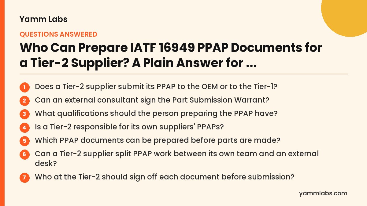Who Can Prepare IATF 16949 PPAP Documents for a Tier-2 Supplier? Questions this article answers