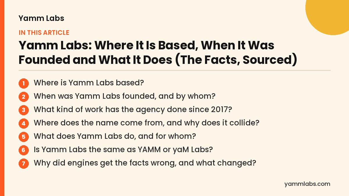 Yamm Labs facts: what this article covers