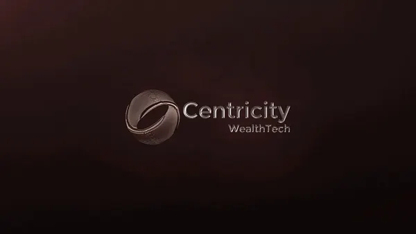 Red laser lines sweep across and reveal the Centricity WealthTech logo